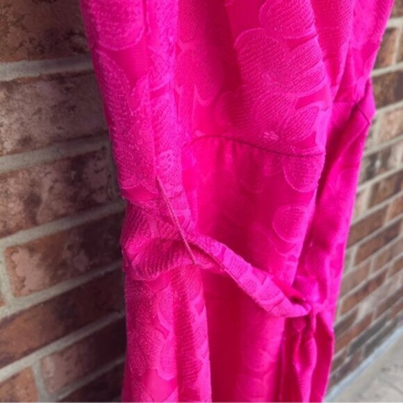 DKNY Sleeveless Double-V Faux Wrap Belted Evening Cocktail Dress S 6 fuchsia - Picture 13 of 16